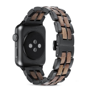 Correa de Lujo de Madera de Zebrano y Acero Inoxidable para Reloj <span class=keywords><strong>Apple</strong></span> <span class=keywords><strong>Watch</strong></span> Series Ultra 1-11 38/<span class=keywords><strong>40</strong></span>/41/42/44/45/46/49mm - Product Image 5