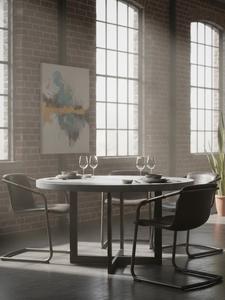 เก้าอี้หุ้มหนังสไตล์มินิมอล เบาะนั่งพนักพิงสูง ขาโลหะ สำหรับห้องรับประทานอาหาร ห้องนั่งเล่น คาเฟ่ บิสโทร เฟอร์นิเจอร์ที่นั่ง - Product Image 3