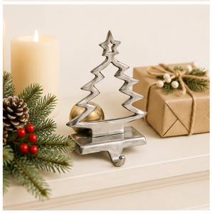 Modern Minimalist Silver Christmas Tree <b>Stocking</b> Hook For Mantel Durable Metal Holiday Decoration And Festive Gift Hanger - Product Image 6