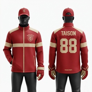 Unisex Ice Hockey Training Jacket Premium 330 GSM Fleece Hooded Waterproof Breathable <b>Red</b> for Contrast Panels Custom Heat - Product Image 1