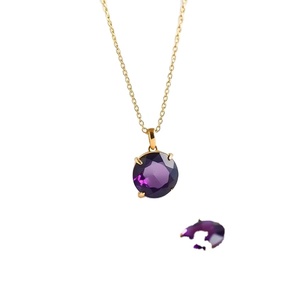 18K Gold Plated Vintage Style 925 <b>Sterling</b> <b>Silver</b> Amethyst Necklace with Purple Natural Stone <b>For</b> <b>Women</b> and Girls - Product Image 1