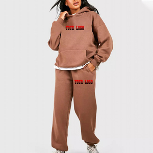 Sweat-shirt à col roulé marron pour femme avec poches latérales, coupe ample, manches longues, tenue décontractée d'automne, haut de survêtement 100% coton - Product Image 1