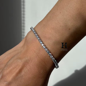 Classic Round Brilliant Cut Lab Grown Diamond Tennis <b>Bracelet</b> 14K White Gold S925 Sterling <b>Silver</b> Moissanite Tennis <b>Bracelet</b> - Product Image 3