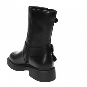 Botines de mezclilla transpirables con cordones y tacón cuadrado para mujer, estilo gótico con detalle de hebilla - Product Image 2