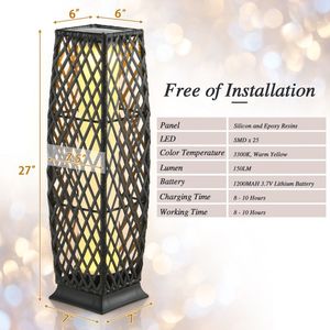 Ensemble de 2 lampes solaires à LED en osier diamanté pour la décoration de jardin - Product Image 4