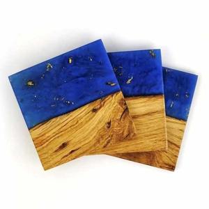 Custom Epoxy Resin <b>Coaster</b> <b>Set</b> with Holder Heat Resistant Handmade Drink <b>Coasters</b> for Home Hotel Restaurant OEM ODM - Product Image 1