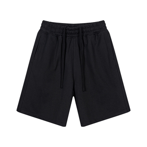 Pantalones Cortos Deportivos Unisex Azul Marino, Pintados a Mano con Logotipo Personalizado en la Parte Delantera, de Algodón Puro, Cintura Elástica, Corte Holgado, Tejido Casual, Cintura Media - Product Image 3