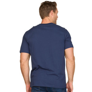 T-shirt en coton uni couleur vin à manches courtes pour homme, coupe ajustée, col rond, basique - Product Image 4