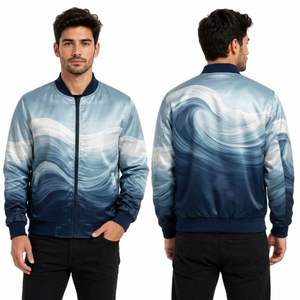 Blouson Bomber Texturé Montagne et Colline pour Homme, Sublimation, Fermeture Éclair Intégrale, Vêtement de Sport d'Entraînement, Résistant au Vent, Vestes d'Extérieur pour Homme - Product Image 3