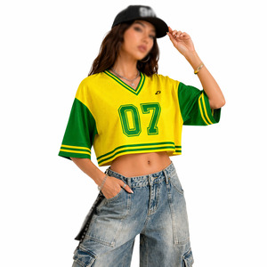 Maillot de football américain personnalisé pour femme, coupe ample, col en V, manches courtes, uniforme d'équipe, production OEM en gros - Product Image 3