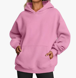 Sudadera con Capucha Extra Grande para Mujer, Color Sólido, Manga Larga, Felpa de Algodón, Transpirable, Antiarrugas, con Bolsillos, Ropa de Invierno Personalizada - Product Image 2