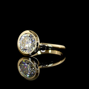 Anillo de Compromiso Solitario con Diamante Cultivado en Laboratorio, Certificado IGI, Engaste en Bisel, para Aniversario o Boda, Oro 10K, 14K, 18K, Plata 925 - Product Image 4