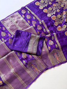 Sari en satin de soie jacquard tissé en nylon pur de qualité supérieure Reglance, style traditionnel, sans plis, séchage rapide - Product Image 6