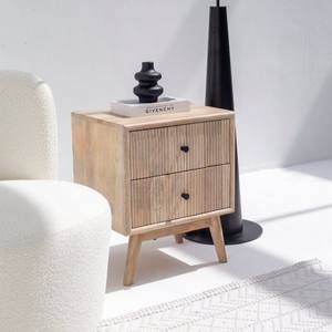 Mesita de Noche de Madera con Dos Cajones Vandana Orion Aston, Mesita de Noche Moderna de Madera Maciza - Product Image 1