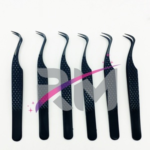 Pince à épiler pour extensions de cils RMI Black Plasma Diamond Grip, en acier inoxydable japonais, étiquette privée, logo personnalisé - Product Image 2