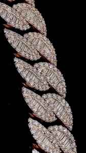 Collar de cadena cubana de plata de ley 925 con moissanita de corte redondo y baguette, estilo hip hop, regalo para amigos - Product Image 4