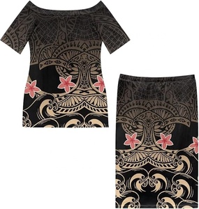 Vestido largo Puletasi de Samoa para mujer, con estampado tribal polinesio, elegante estilo isleño, ropa para ocasiones especiales - Product Image 3