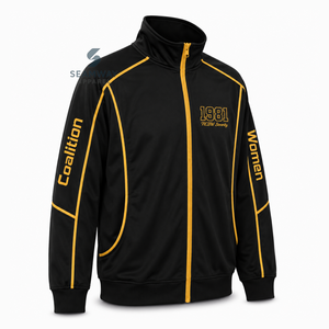 NCBW Sorority Women's Zip-Up Hoodie Long Sleeve Stand Collar <b>Track</b> <b>Jacket</b> Contrast Piping Full Zip Lounge Sweatshirt - Product Image 2