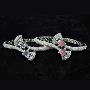 Pulseras de boda y fiesta con diamantes americanos radiantes chapados en plata Brazalete de diamantes elegante - Product Image 1