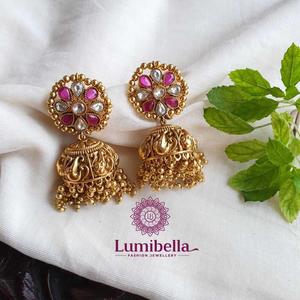 Elephant Chandelier Drop Earrings with Pearl-Trendy Ethnic Religious Classic Alloy Jewelry for Party - Product Image 1