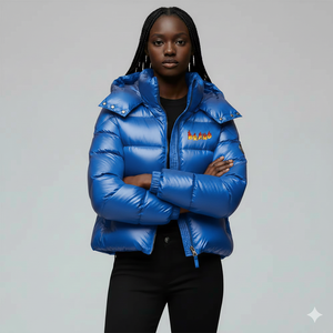 Wholesale Winter Custom Puff Bubble Breathable Puffer Jacket Women Best Design Big Collar Regular Solid Plain Dyed customize moq - Product Image 6