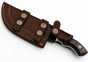 Couteau de chasse artisanal en acier Damas à lame fixe, couteau d'extérieur avec manche en bois naturel, fabricant - Product Image 3