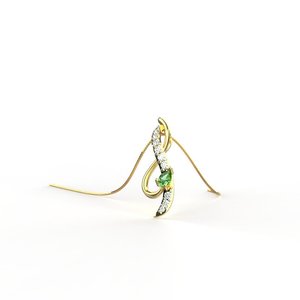 Yellow Gold Diamond <b>Pendant</b> With <b>Emerald</b> Center Stone Luxury Women's Jewelry Everyday Wear Style - Product Image 3