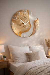 Handmade Wood Resin Wall <b>Clock</b> Large Modern Decor <b>Silent</b> Minimalist Unique Gift Living Room Kitchen Office Art - Product Image 2