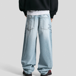 Vaqueros holgados bordados para hombre, estilo casual, con lavado Monkey, cintura regular - Product Image 4