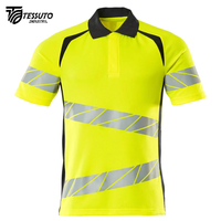 Chemises polo de travail réfléchissantes de sécurité unisexes en polyester fluorescent à logo personnalisé, légères, respirantes, certifiées CE, en gros