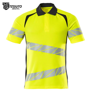 Chemises polo de travail réfléchissantes de sécurité unisexes en polyester fluorescent à logo personnalisé, légères, respirantes, certifiées CE, en gros - Product Image 1