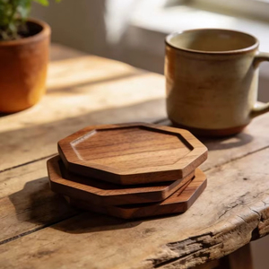 Sous-verre rond en bois antidérapant de qualité supérieure avec finition lisse pour tasses et verres, provenant d'un fournisseur indien - Product Image 1