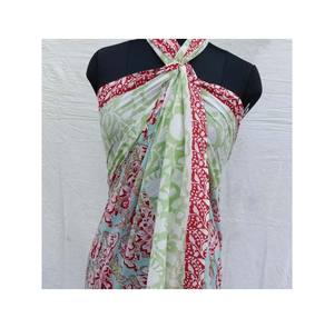 Pareo Sarong Floral de Algodón Reversible con Estampado a Mano, Ecológico, Hermoso y Sexy para la Playa, Venta al por Mayor - Product Image 1