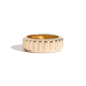 Wholesale 14k 18k Solid Gold 8mm Architectural Wedding <b>Rings</b> Minimalist Sculptural Textured Jewelry Bands For Men's Manufacturer - Product Image 1
