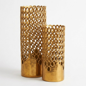 Ensemble de vases à fleurs en métal doré de luxe moderne pour centre de table de mariage, vase de table fait main pour la décoration de la maison et de l'hôtel - Product Image 1