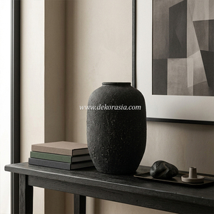 Wholesale <b>Handmade</b> Ceramic Vase Black Rustic Decorative <b>Pottery</b> Flower Vase for Home Decoration - Product Image 6