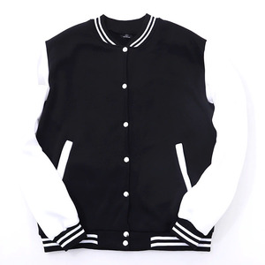 Veste varsity noire pour homme, coupe classique, style décontracté, imperméable, respirante, coupe-vent, tissu en toile, vêtements d'hiver - Product Image 1
