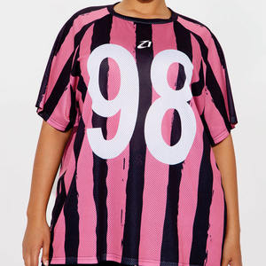 Camiseta Deportiva Unisex Oversize Rosa de Malla con Estampado Gráfico de Rayas y Número, Transpirable, para Fútbol Americano - Proveedor Deportivo - Product Image 6