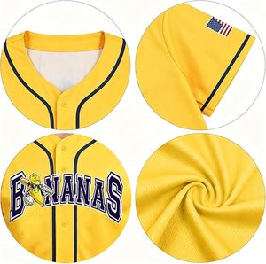 Chemise à boutons de baseball pour hommes, t-shirt de joueur de baseball, maillot pour les fans le jour du match, hauts à manches courtes à séchage rapide - Product Image 5