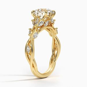 Anillo de Compromiso RITZIN RIH3242 de Oro Amarillo con Corte Redondo y Diamante Cultivado en Laboratorio para Mujer - Product Image 1