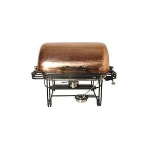 Plat à réchaud moderne en acier inoxydable finition miroir, écologique, à gaz, avec couvercle à enroulement pour service de restaurant et de banquet - Product Image 1