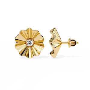 Pendientes Ajretail con Diamantes Naturales Golden Bloom de 0.06ct - Oro de 14K, Corte Brillante Redondo, Estilo Étnico, Color H, Claridad VS-SI - Product Image 5