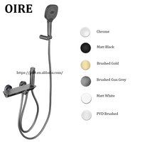 Oire Colonne Douche Simple Salle De Bains En Laiton Chaud Froid Douche Ensemble Pistolet Gris Doux Motif De Pulvérisation Céramique Noyau De Valve Poli pour Villas
