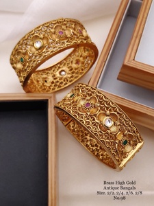 Traditional Latest Gold Plated Ladies Openable <b>Bangles</b> Classic Style Fancy Side Lock <b>Indian</b> Export Samp Corporation Gift Box - Product Image 6