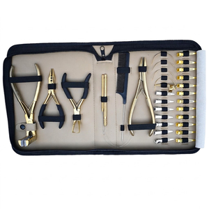 Kit d'outils d'application d'extensions capillaires plaqué or à prix de gros : pinces multifonctions, pinces de sectionnement, peigne à queue - Product Image 1