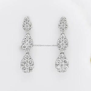 Boucles d'oreilles en or 14kt bijoux en diamant IGI/GIA Lab Grown Round Diamond Boucles d'oreilles de mariage Lab Created - Product Image 1