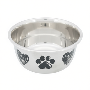 Ciotola per animali domestici in acciaio inossidabile da 1,0 L con design a impronta di zampa per cani e gatti - Product Image 3