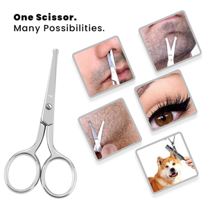 Ciseaux à poils de nez arrondis en acier inoxydable ciseaux à poils faciaux pointe émoussée pour sourcils nez moustache barbe toilettage argent - Product Image 4