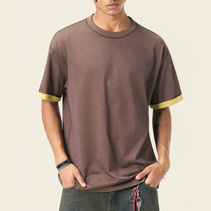 เสื้อยืดโอเวอร์ไซส์ทรงบ็อกซี่พิมพ์ลายดีไซน์ใหม่ล่าสุด แต่งขอบสีตัดกัน สำหรับผู้ชาย - Product Image 3