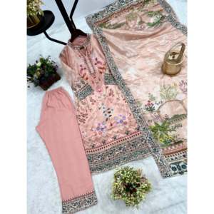 Women's Beautiful <b>Top</b>-Bottom and Fancy Dupatta Set for Parties - Product Image 3